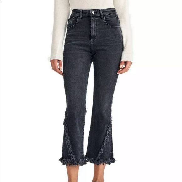 DL1961 Wallace high rise crop flare black jeans - Picture 1 of 8